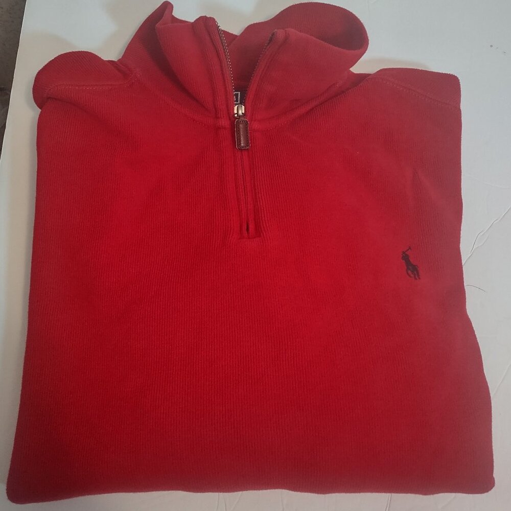 POLO RALPH LAUREN COTTON 1/4 ZIP PULLOVER SWEATER RED MENS XXL